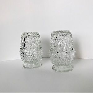 Indiana Diamond Point Clear Pressed Glass fairy lamps